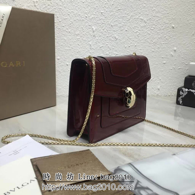 BVLGARI寶格麗 漆皮系列 小號 時尚 鏈條單肩斜挎包 34559 FYD1376